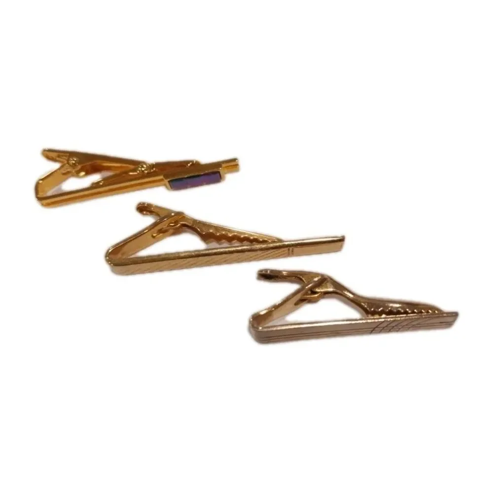 Three Vintage American Tie Pins Gold Tone